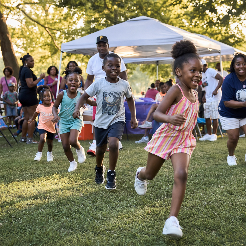 Children playing at reunion